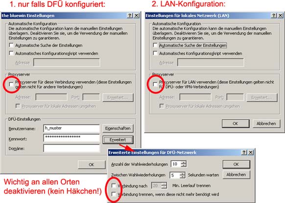Internetoptionen-Dialog Proxyserver